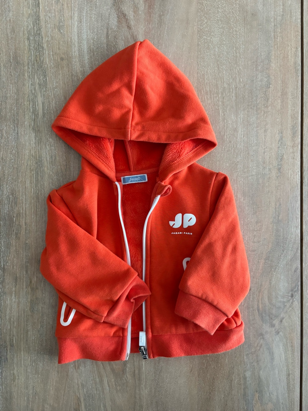 Jacadi Orange Hooded Zip-Up fleece